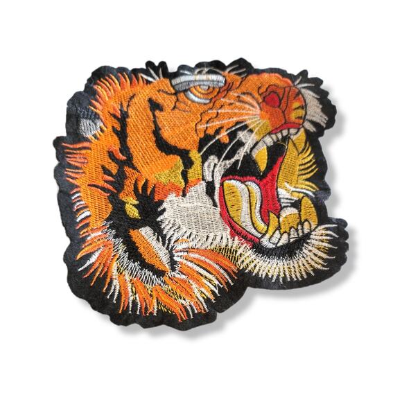 Large Tiger Head Patch Sewn On Black Felt - Picture 4 of 4
